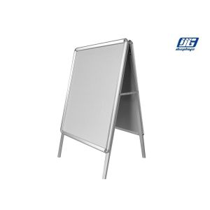 Round Corner Floor Standing Display Stands Silver Smooth Profile Poster Clip
