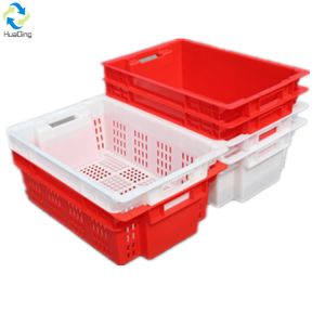 Cheap stacked and nested plastic container box for meat and fish