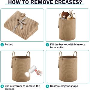 80L Extra Large Jute Woven Hamper Laundry Basket Wicker Rope Clothes Hamper For