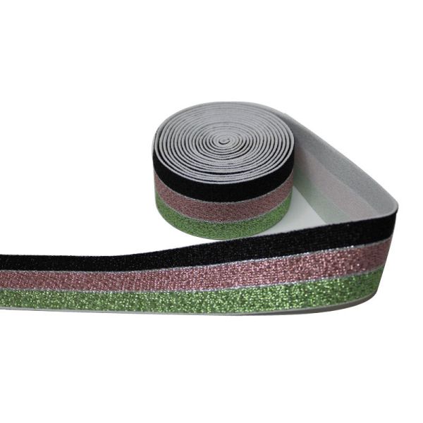 40mm Gold Metallic Elastic Glitter Yarn Wide Gold Elastic High Tenacity