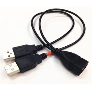 USB 2.0 A Female plug to 2 dual USB A Male jack Y splitter Hub adapter Cable