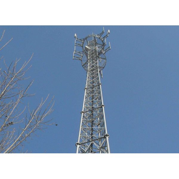 Quality CO2 Shielded Arc Welding Hot-dip Galvanizing Tubular Steel Tower , Steel Lattice Antenna Tower With Bolts and Nuts for sale