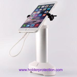 gripper rotating display stand with lock and recoiler pullbox for cell phone