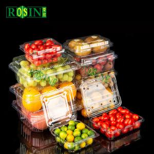 China Custom Blister Transparent Reusable Hinged Fruit Clamshell Box Disposable Clear Plastic Container Packing Box For Fruit Salad With Holes on sale