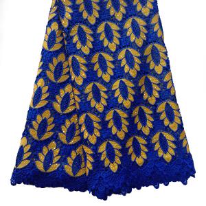 Wholesale 2016 Royal blue and gold cord lace fabric uk / High quality african guipure lace for dress from china suppliers