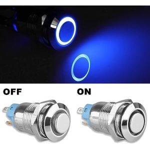 Silver Push Button Latching Switch On Off 12mm Metal Push Button Switch