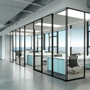 Single Glazed Office Glass Partition Wall with Sound Insulation and 108mm/90mm Thickness for Panoramic System
