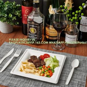 Compostable Paper Plates Set 300pcs Disposable Sugarcane Plates Eco-Friendly