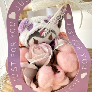 Creative Chinese Valentine's Day Gift Cartoon Plush Doll Flower Basket with