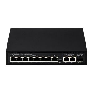 120W PoE Switch 8 Port Unmanaged Fast Ethernet With SFP Fiber Uplink AC Input