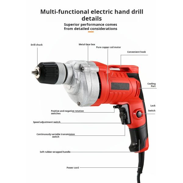 Multifunctional 1080W Lithium Electric Drill Tool 220V With 10mm Chuck