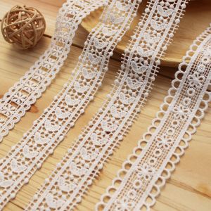 OEM Polyester White Embroidery Lace Trim Edges For Dress