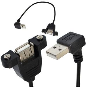 25cm USB 2.0 A female panel mount to USB A male Down angle plug extension cable