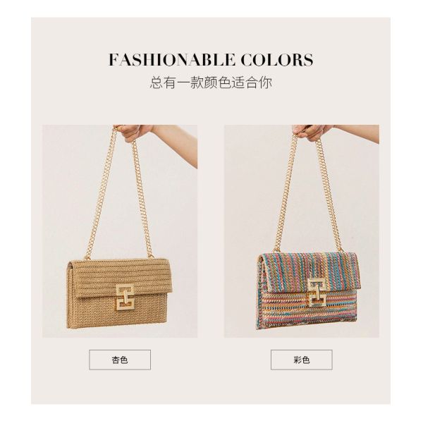 NEW HOLIDAY WIND MULTI-LAYER CHAIN CLAMSHELL LOCK STRAW BAG SHOULDER BAG CROSS-BORDER WOMEN'S BAG