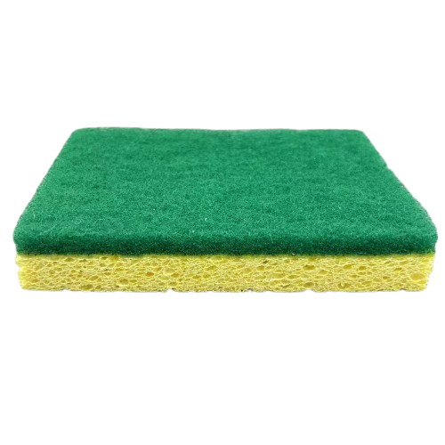 Biodegradable Square Cellulose Sponge Green Yellow Compostable