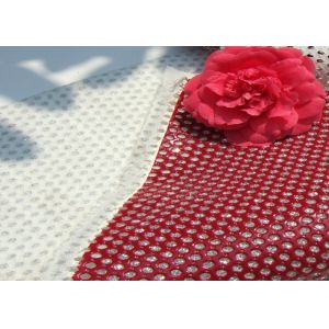 Bright Red Perforated Fabric , PU Mirror Leather Perforated Polyester Fabric