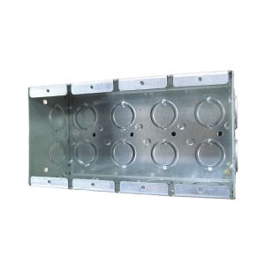 4 Gang Steel Conduit Box 1.60mm Thickness PreGalvanized 1/2" 3/4" Knockouts