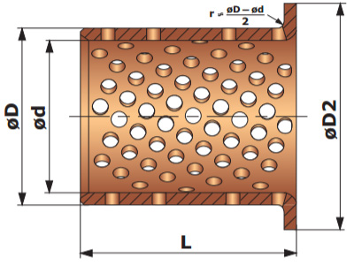 Homogeneous Bronze Bushing With Perforated Flange