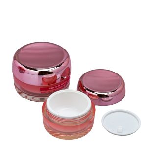 China Empty Container Electroplated Pink Gradient Glass Cream Jar Wholesale Factory Direct Sale Cosmetics Package on sale