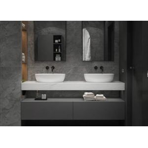 China MDF 1800mm White Contemporary Bathroom Cabinets Vanity With Mirror on sale