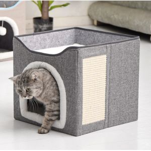 Warming 2 In 1 Cat Bed Foldable Cave Shape High Elastic Foam Pet Cat Bed