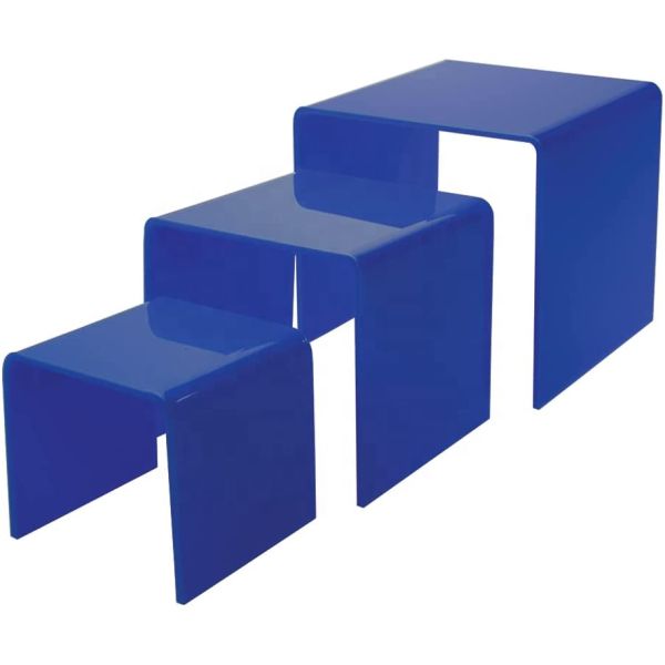 U Shaped Set Of 3 Plexiglass Stacking Scroll Risers Lucite Display Risers Pedestal