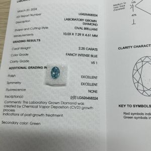 Wholesale 2.25ct Oval Cut Lab Grown Diamond Fancy Intense Blue VS1 Clarity from china suppliers