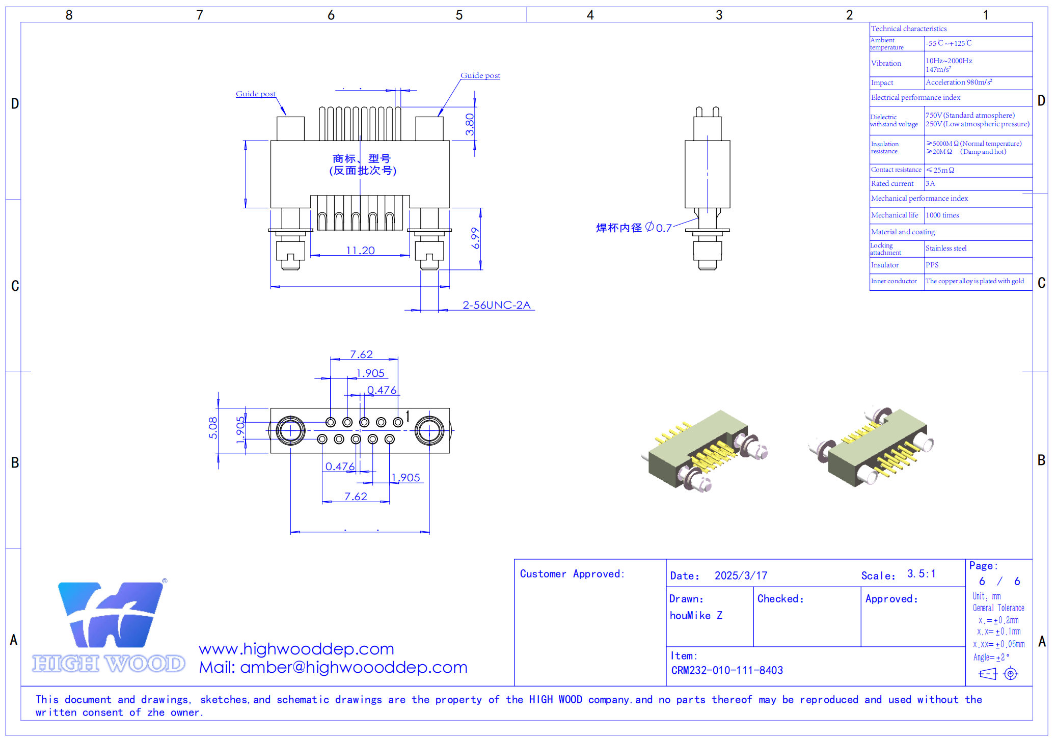 MICRO-D Rectangular Connectors , CRM-232-010-111-8403