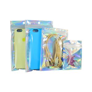 Holographic 4x6 Resealable Bags , Clear Window Stand Up Mylar Bags