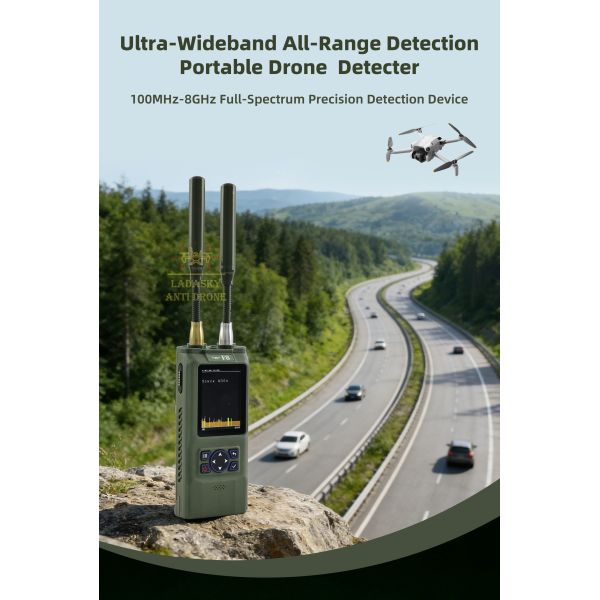 Portable 100MHz–8GHz FPV Drone Detection System with Precise Direction Finding, Video Interception and Backpack Jamming Interface with High Sensitivit