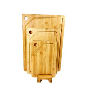 Highly Durable Sustainable Bamboo Cutting Board Sets with Stand L 45X30X1.9CM