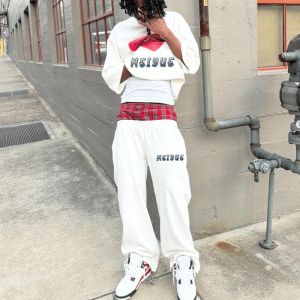 Oem Crop Screen Print T Shirt Drop Shoulder Boxy Tee Double Waist Baggy Sweat