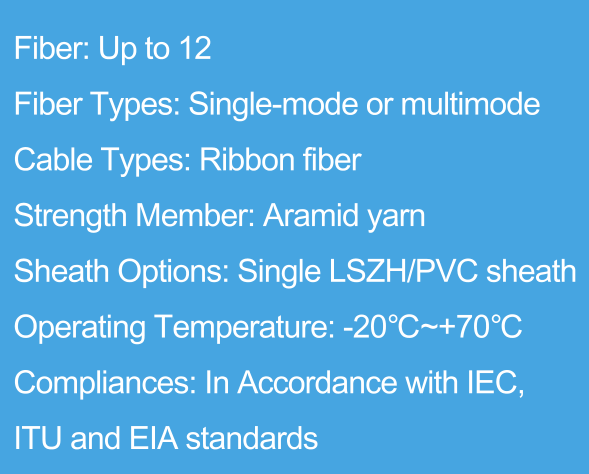GJDFH 4 Core Multimode Ribbon Fiber Optic Cable