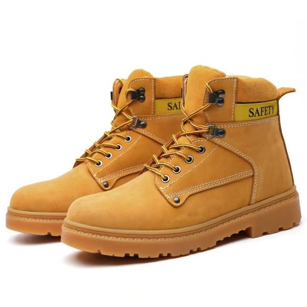 Lightweight Style Martin Boots Yellow Black High Top Work Boots For Men