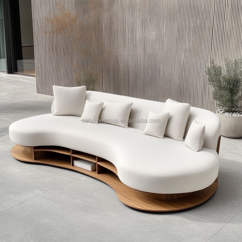 Curved Modular Boucle Fabric Decor Sofa Cozy Sectional Floor Corner Sofa Furniture Modern Living Room Set