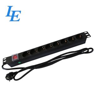 Germany Type 10 Inch 19 Inch Server Rack Pdu Overload Surge Protection Black