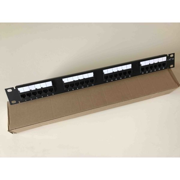 19" 110 IDC UTP Unshielded Rack Mount Patch Panel 24 Port Cat5e With Cable