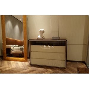 High Gloss Veneer Leather Design Modern Wooden 3 Drawer Chest W006B12A