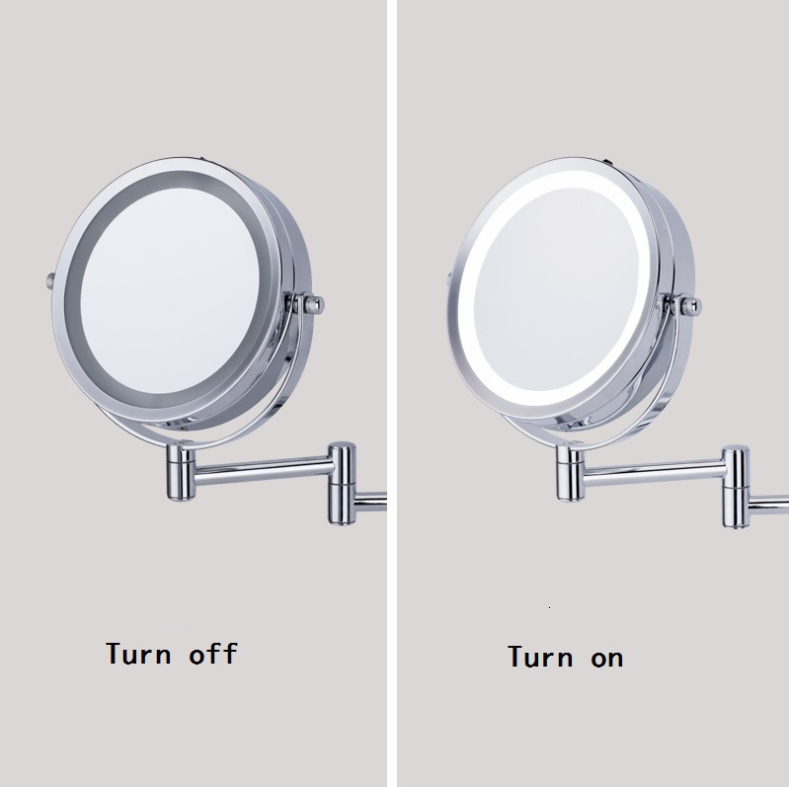 bathroom accessories Led Telescopic Mirror Double Side Mirror wall mounted folding makeup mirror