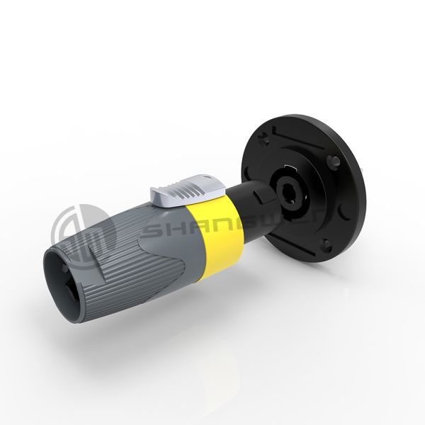 4 Pin Loudspeaker Chassis Engineering Plastic Male Connector Round Shape Latch