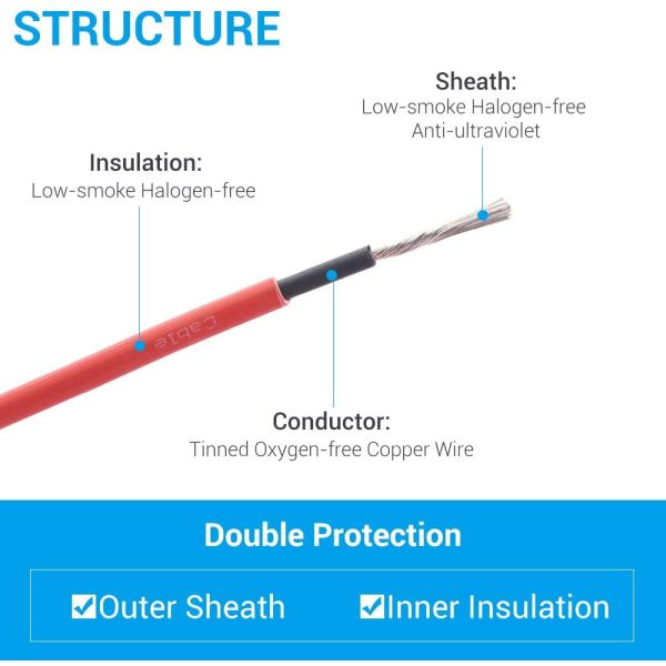 4mm² 100m DC1.8KV Single Core Solar Cable Red Black