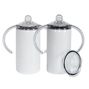 12oz Blank Stainless Steel Sublimation Tumblers Straight Sippy Cup With Straw