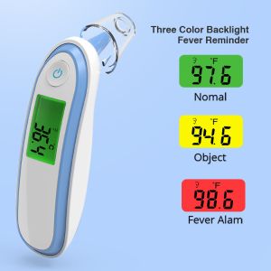 1s Measurement Time White Forehead Ear Thermometer With Three Color Backlight