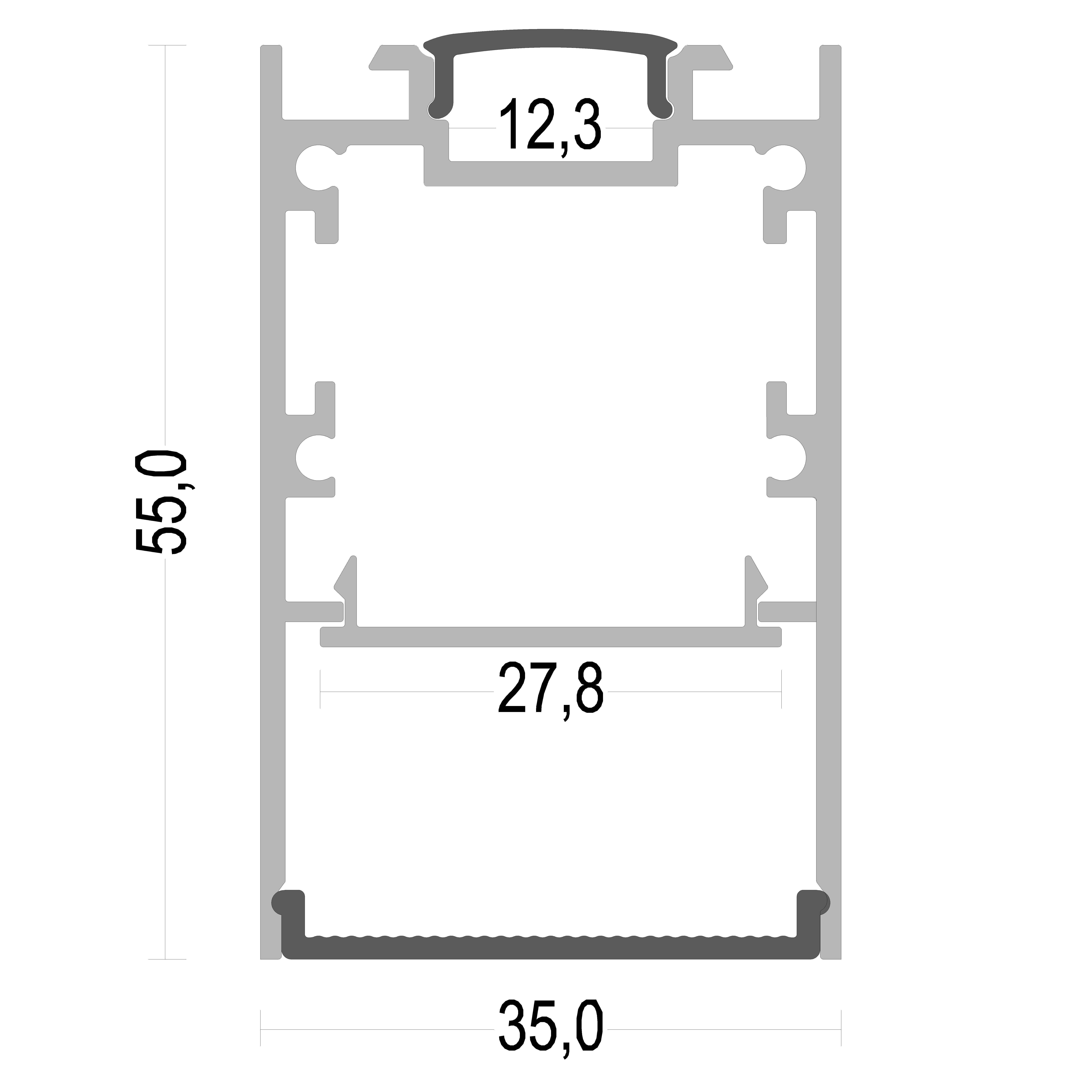 Suspended led aluminum profile 35x55mm for Up And Down Lighting