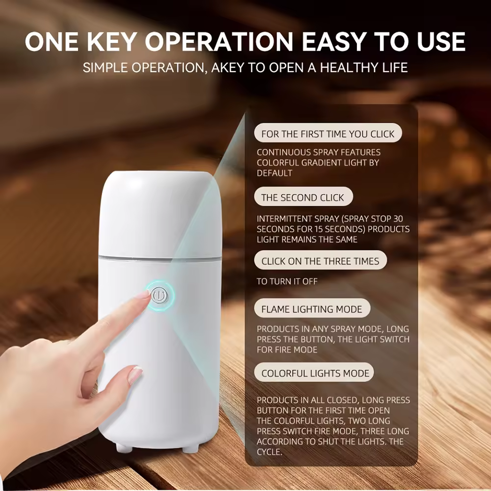 Mini Portable USB 100ml Household Aroma Diffuser Air Humidifier Mist Diffusor With Simulation Flame Night Light for Car