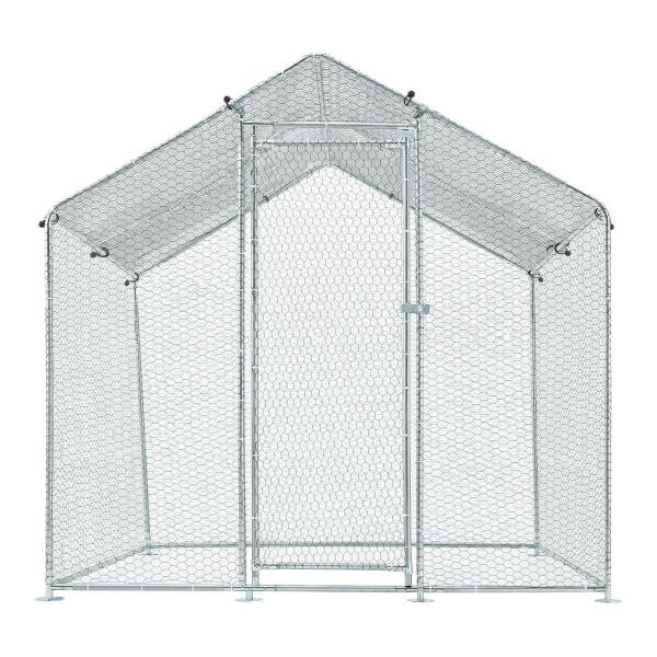 2M x 2M Metal Chicken Coop Walk in Cage Run House Shade Pen Chicken Cage With