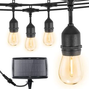 Outdoor Hanging LED Solar String Lights, Vintage Edison Bulbs, Solar Bulb String