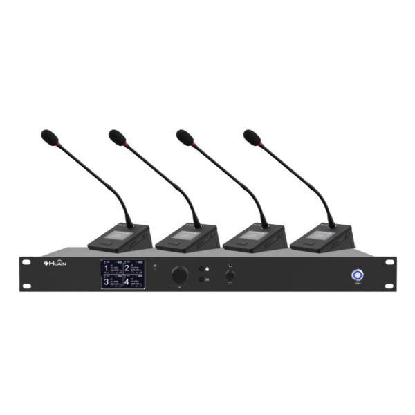 Wireless Microphone System Physical Button UHF 4 Channel Lecture Desktop