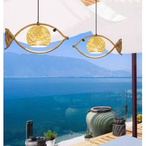 Fish Shaped Rattan Woven Hotel BarLamp Creative Chinese Style Retro lamp(WH-WP