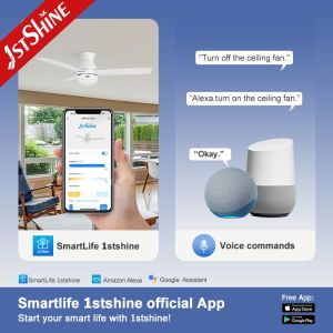 48 Inch Modern White Ceiling Fan With Light Pull Chain Ac Motor 3 Speed Choice